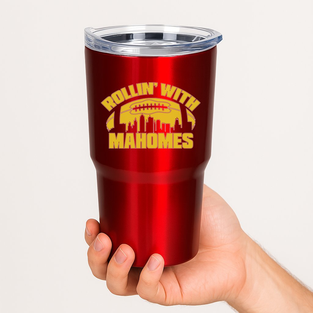 Rollin With Mahomes Kansas City Skyline Tumbler