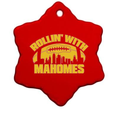 Rollin With Mahomes Kansas City Skyline Ceramic Star Ornament