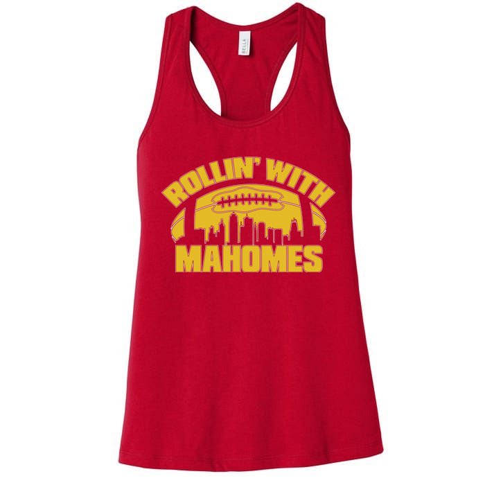 Rollin With Mahomes Kansas City Skyline Women's Racerback Tank