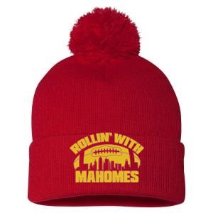 Rollin With Mahomes Kansas City Skyline Pom Pom 12in Knit Beanie