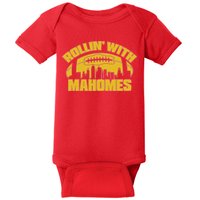 Rollin With Mahomes Kansas City Skyline Baby Bodysuit