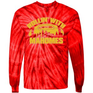 Rollin With Mahomes Kansas City Skyline Tie-Dye Long Sleeve Shirt