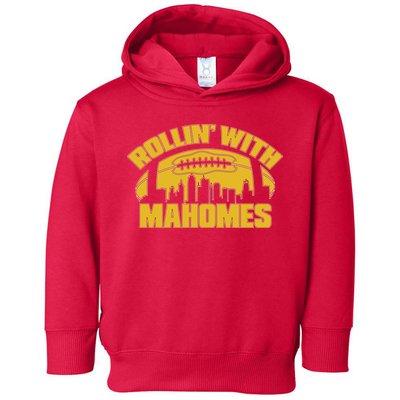 Rollin With Mahomes Kansas City Skyline Toddler Hoodie