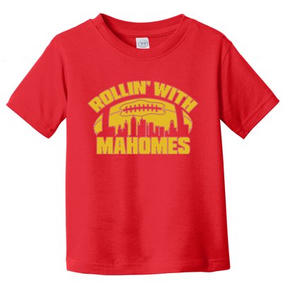Rollin With Mahomes Kansas City Skyline Toddler T-Shirt