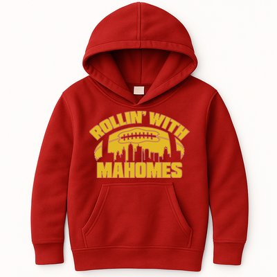 Rollin With Mahomes Kansas City Skyline Kids Hoodie