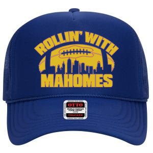 Rollin With Mahomes Kansas City Skyline High Crown Mesh Back Trucker Hat