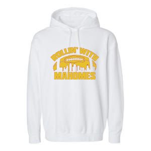 Rollin With Mahomes Kansas City Skyline Garment-Dyed Fleece Hoodie