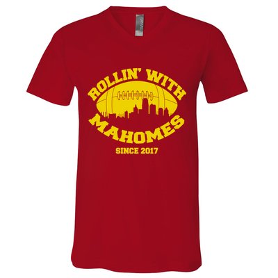 Rollin' With Mahomes Since 2017 V-Neck T-Shirt