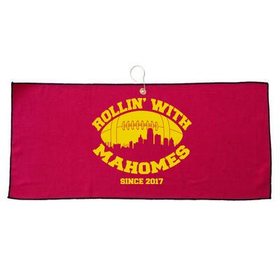 Rollin' With Mahomes Since 2017 Large Microfiber Waffle Golf Towel