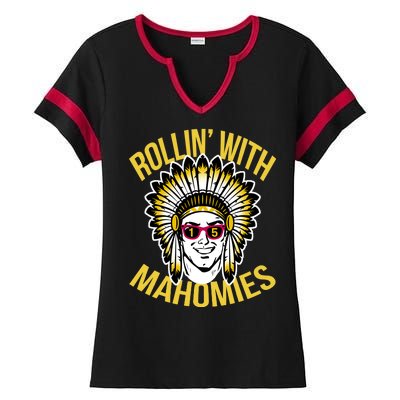 Rollin' With Mahomies Ladies Halftime Notch Neck Tee