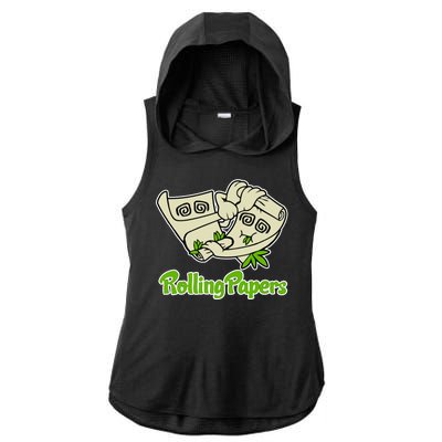 Rolling Paper 420 Medical Marijuana Ladies PosiCharge Tri-Blend Wicking Draft Hoodie Tank