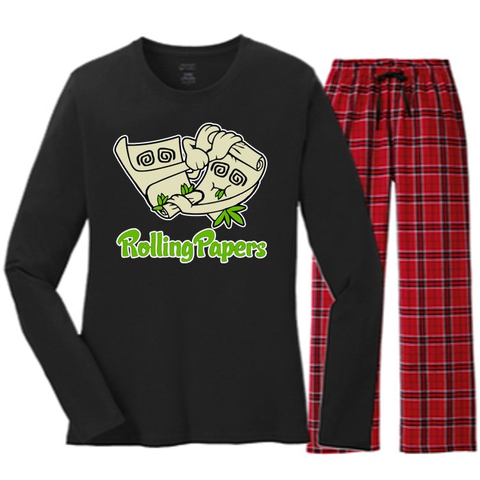 Rolling Paper 420 Medical Marijuana Women's Long Sleeve Flannel Pajama Set 