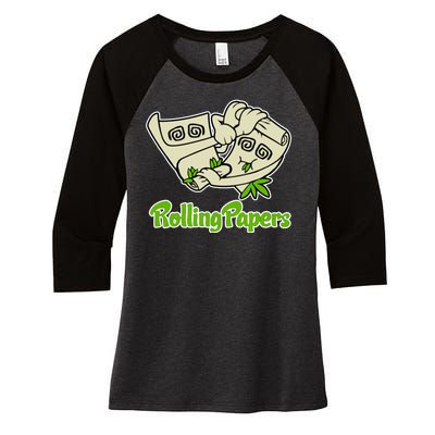 Rolling Paper 420 Medical Marijuana Women's Tri-Blend 3/4-Sleeve Raglan Shirt