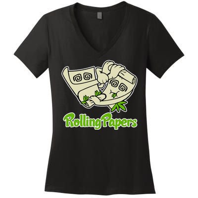 Rolling Paper 420 Medical Marijuana Women's V-Neck T-Shirt