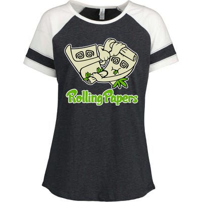 Rolling Paper 420 Medical Marijuana Enza Ladies Jersey Colorblock Tee