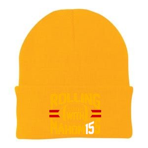 Rolling With Mahomes KC Football Knit Cap Winter Beanie