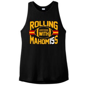 Rolling With Mahomes KC Football Ladies PosiCharge Tri-Blend Wicking Tank