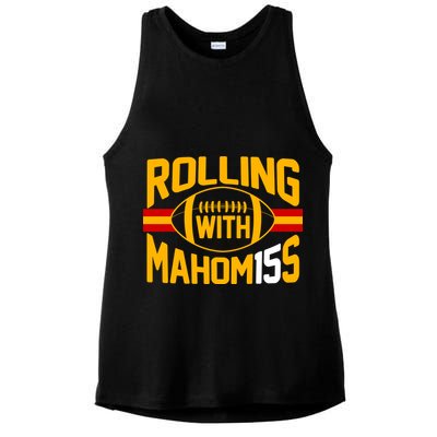 Rolling With Mahomes KC Football Ladies PosiCharge Tri-Blend Wicking Tank