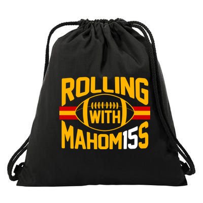 Rolling With Mahomes KC Football Drawstring Bag