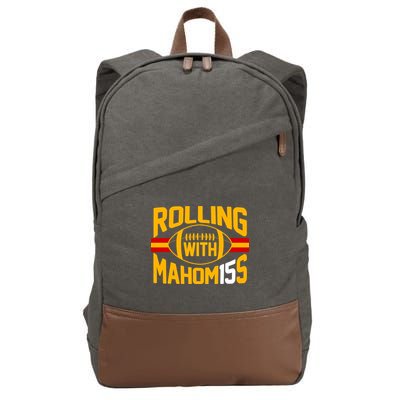 Rolling With Mahomes KC Football Cotton Canvas Backpack