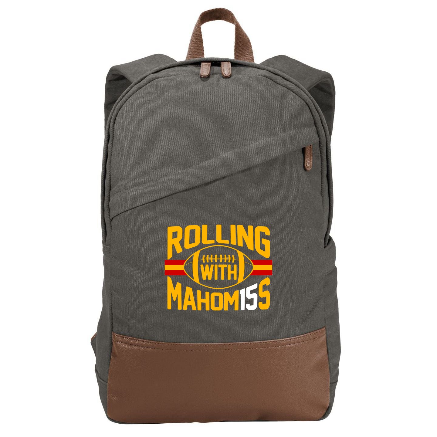 Rolling With Mahomes KC Football Cotton Canvas Backpack