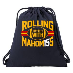 Rolling With Mahomes KC Football Drawstring Bag