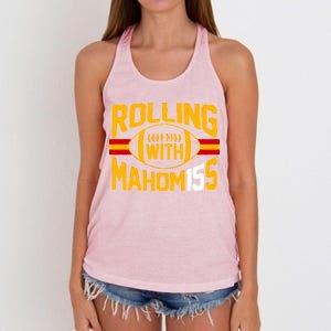 Rolling With Mahomes KC Football Women's Knotted Racerback Tank