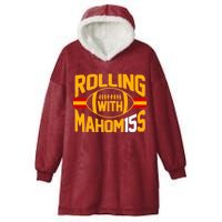 Rolling With Mahomes KC Football Hooded Wearable Blanket