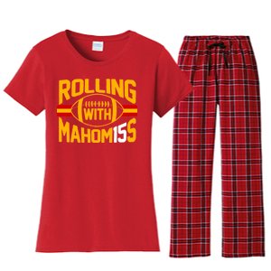 Rolling With Mahomes KC Football Women's Flannel Pajama Set