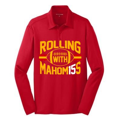 Rolling With Mahomes KC Football Silk Touch Performance Long Sleeve Polo