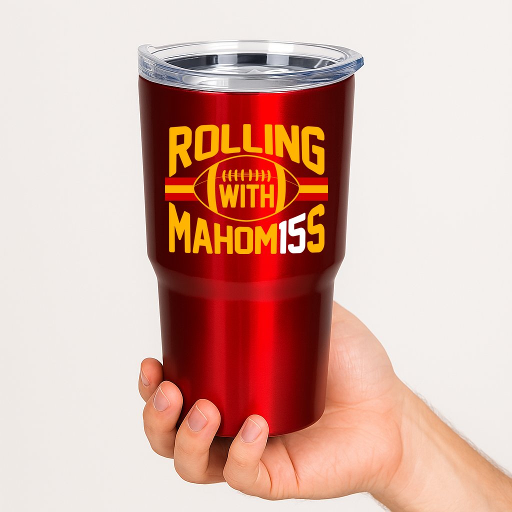Rolling With Mahomes KC Football Tumbler