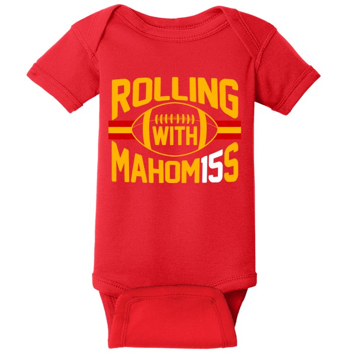 Rolling With Mahomes KC Football Baby Bodysuit