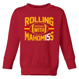 Rolling With Mahomes KC Football Toddler Sweatshirt