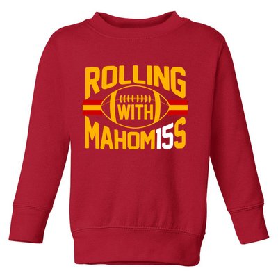 Rolling With Mahomes KC Football Toddler Sweatshirt