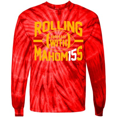 Rolling With Mahomes KC Football Tie-Dye Long Sleeve Shirt