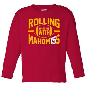 Rolling With Mahomes KC Football Toddler Long Sleeve Shirt