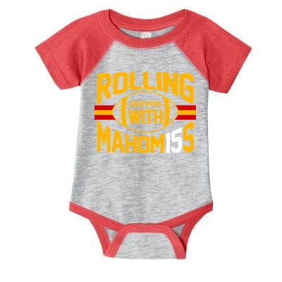 Rolling With Mahomes KC Football Infant Baby Jersey Bodysuit