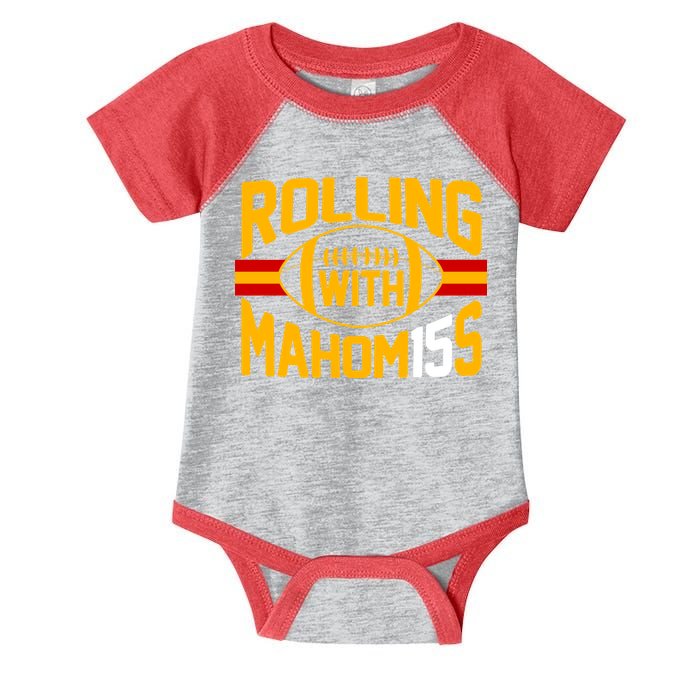 Rolling With Mahomes KC Football Infant Baby Jersey Bodysuit