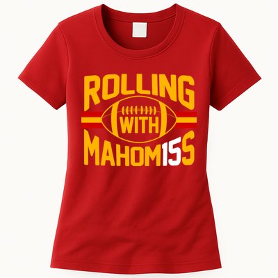 Rolling With Mahomes KC Football Womens T-Shirt
