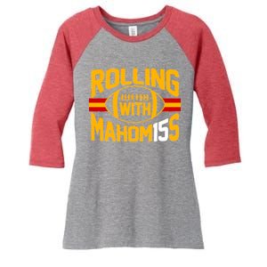 Rolling With Mahomes KC Football Women's Tri-Blend 3/4-Sleeve Raglan Shirt