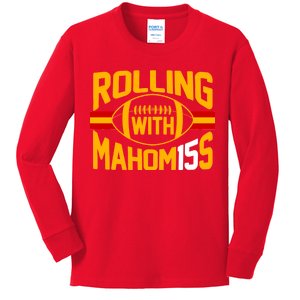 Rolling With Mahomes KC Football Kids Long Sleeve Shirt