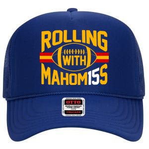 Rolling With Mahomes KC Football High Crown Mesh Back Trucker Hat