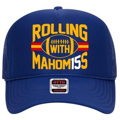 Rolling With Mahomes KC Football High Crown Mesh Back Trucker Hat