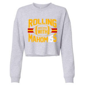 Rolling With Mahomes KC Football Cropped Pullover Crew