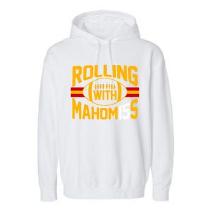 Rolling With Mahomes KC Football Garment-Dyed Fleece Hoodie