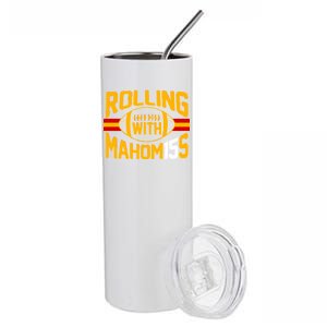 Rolling With Mahomes KC Football Stainless Steel Tumbler