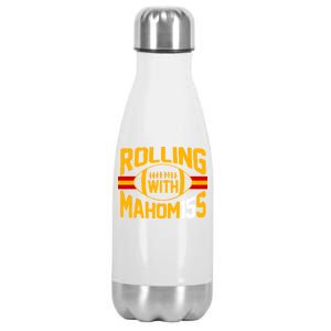 Rolling With Mahomes KC Football Stainless Steel Insulated Water Bottle