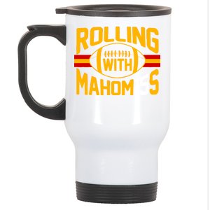 Rolling With Mahomes KC Football Stainless Steel Travel Mug