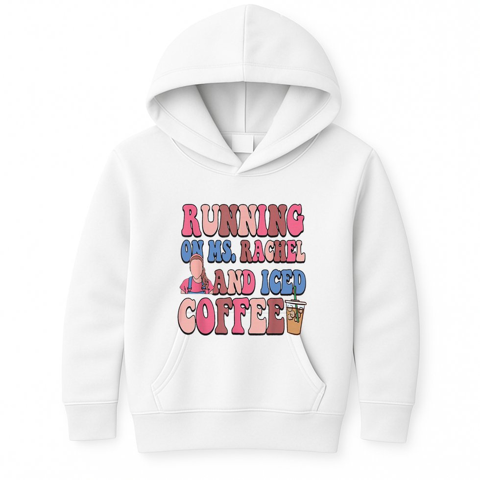 Running On Ms.Rachel And Iced Coffee Kids Hoodie