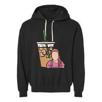 Running On Ms Rachel And Iced Coffee Funny Saying Garment-Dyed Fleece Hoodie